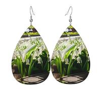 Bell Orchid Print Print Teardrop Earrings For Women Leather Dangle Earrings Jewelry For Birthday Party Valentine
