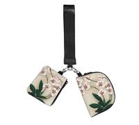 Bell Orchid Wristlet Keychain Wallet Pouch with Strap Double Zipper Small Coin Purse Portable Wrist Bag for Travel Gym Daily Use