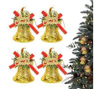 Bell Ornaments for Christmas Tree, Christmas Bells - 4X Decorative Bells Tree Ornament | Christmas Decorations, Christmas Outdoor Bells Decoration with Red Bow for Decoration