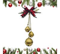 Bell Ornaments for Christmas Tree with Bow Rustic Metal Hanging Tree Decoration, Bells and Garland Decorative Hanging for Outdoor Entrance Door Wall Fireplace New Year Wedding