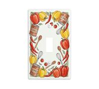 Bell Pepper Kitchen Single Light Switch Cover Plate, Culinary Rustic Chili Tomatoes Harvest Red Plastic Standard Size Wall Switch Plates Accents for Bedroom Bathroom Home Entrance Decor (Single)