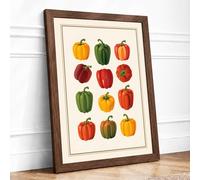Bell Pepper Study Botanical Framed Wall Art Print A2 Walnut