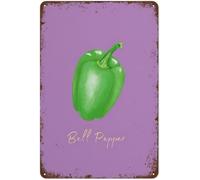 Bell Pepper Vegetable Wall Art Food Decor Trendy Gift Idea Watercolor Guest Sign Embossed Metal Tin Signs Ornamental Horticulture 8x12 Inch