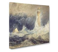 Bell Rock Lighthouse by Joseph Mallord William Turner Canvas Print | Gallery Wrapped 30mm Frame Wall Art | 14x14 inches | Ready to Hang | Modern Seascape Picture | Living Room Bedroom Lounge Office