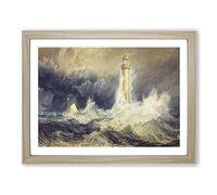 Bell Rock Lighthouse By Joseph Mallord William Turner Classic Painting Framed Print | A3 Oak Framed Wall Art | Ready to Hang | Classic Cityscape Picture | Living Room Bedroom Lounge Office