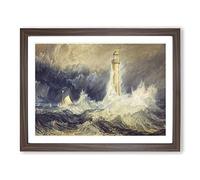 Bell Rock Lighthouse By Joseph Mallord William Turner Classic Painting Framed Wall Art Print, Ready to Hang Picture for Living Room Bedroom Home Office Décor, Walnut A2 (64 x 46 cm)