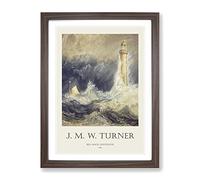 Bell Rock Lighthouse By Joseph Mallord William Turner Exhibition Museum Painting Framed Print | A4 Walnut Framed Wall Art | Ready to Hang | Modern Cityscape Picture | Living Room Bedroom Lounge Office