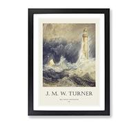 Bell Rock Lighthouse By Joseph Mallord William Turner Exhibition Museum Painting Framed Wall Art Print, Ready to Hang Picture for Living Room Bedroom Home Office Décor, Black A2 (64 x 46 cm)