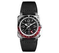 Bell & Ross BR 03-93 GMT Men's Black Leather Strap Watch
