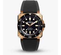 Bell & Ross Mens Limited Edition BR-03 Diver Bronze Case Rubber Strap Watch BR03A-D-BL-BR/SRB