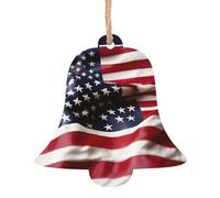 Bell Shape Christmas Wooden Ornaments â€“ Firefighter American Flag Print Xmas Tree Hanging Decor with Snowflakes & Santa Shapes