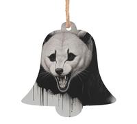 Bell Shape Christmas Wooden Ornaments - Angry howling wolf Print Festive Holiday Home & Office Decoration for Walls, Windows, Fireplace