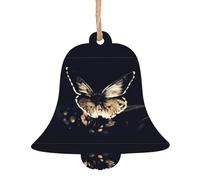 Bell Shape Christmas Wooden Ornaments - butterfly wings Print Various Shapes for Xmas Tree, Home, and Office Decoration