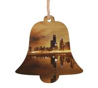 Bell Shape Christmas Wooden Ornaments - Chicago Print Various Shapes for Xmas Tree, Home, and Office Decoration