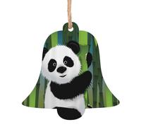 Bell Shape Christmas Wooden Ornaments - Curious Baby Panda Print Various Shapes for Xmas Tree, Home, and Office Decoration