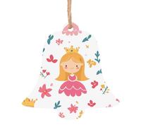 Bell Shape Christmas Wooden Ornaments - Fairy tales in cartoons Print Festive Holiday Home & Office Decoration for Walls, Windows, Fireplace