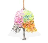 Bell Shape Christmas Wooden Ornaments - Four Seasons Spring Tree Print Various Shapes for Xmas Tree, Home, and Office Decoration