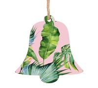 Bell Shape Christmas Wooden Ornaments - Fresh banana leaves Print Holiday Home Decor, Xmas Tree, Office, Fireplace, Party Decoration