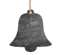 Bell Shape Christmas Wooden Ornaments - math symbols pattern Print Xmas Tree Hanging Decor with Snowflakes & Santa Shapes