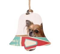 Bell Shape Christmas Wooden Ornaments - Papillon in the box Print Xmas Tree Hanging for Home, Office, Fireplace - Holiday Party Decor