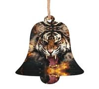 Bell Shape Christmas Wooden Ornaments - Roaring Tiger Print Various Shapes for Xmas Tree, Home, and Office Decoration