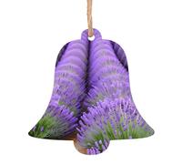 Bell Shape Christmas Wooden Ornaments - Romantic Lavender Print Xmas Tree Hanging Decor with Snowflakes & Santa Shapes