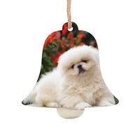 Bell Shape Christmas Wooden Ornaments - Short-haired pomeranian dog Print Xmas Tree Hanging for Home, Office, Fireplace - Holiday Party Decor