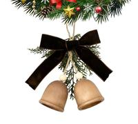 Bell Shaped Christmas Decorations | Wooden Ring Pendants - Bell Christmas Decorations with Pine and for Tree Door Garland Party Wedding Party Outdoor Garden Table Pa