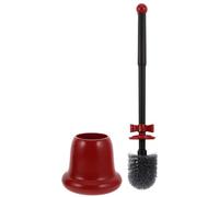 Bell Shaped Toilet Brush Christmas Season with Holder and Long Handle | Plastic Red Freestanding Set, Anti Odor Base, Reduces Strain for Toilet Bowl and Rim Cleaning