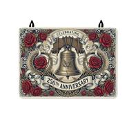 Bell Stove Top Cover for Electric Stove, Vintage Classic Roses Scroll Anniversary Red Pu Surface Oven Top Cover for Electric Cabin Kitchen Decor 28x20 Inch