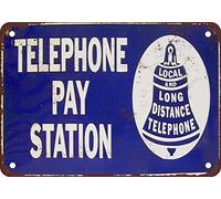 Bell Telephone Pay Station Metal Tin Sign 8X12 Inches