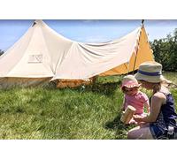 Bell Tent Boutique 285gsm Large 100% Natural Canvas Bell Tent Awning Kit - 4m x 2.6m Canvas with 2 x 1.9m Poles & 8 Pegs and Guy Ropes | Includes Storage Bags