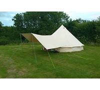 Bell Tent Boutique 285gsm Medium 100% Natural Canvas Bell Tent Awning Kit - 3.6m x 2.4m Canvas with 3 x 1.9m Pole & 8 Pegs and Guy Ropes | Includes Storage Bags