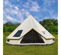 Bell Tent for 8-12 People, Waterproof Oxford Cloth Yurt Tent with Stove Jack, 4m/5m Luxury Camping Tent for Outdoor Family Camping and Hunting Party