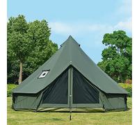 Bell Tent with Stove Jack, Cotton Canvas Glamping Tent, Spacious Yurt for Groups, Outdoor Camping Hunting Party Family Teepee (Green, 5m)