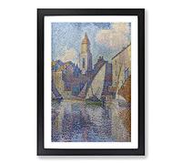 Bell Tower of Saint-Tropez by Paul Signac Framed Print | A2 Black Framed Wall Art | Ready to Hang | Modern Cityscape Picture | Living Room Bedroom Lounge Office