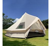 Bell Yurt Tent, Waterproof Luxury 4 Season Hot Tent with Stove Jack/Air Conditioner Vents/2 Skylight for Family Outdoor Camping Oxford Glamping Tents for All Year Living (Beige Oxford 6M- 19.7' Yurt)