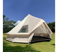 Bell Yurt Tent, Waterproof Luxury 4 Season Hot Tent with Stove Jack/Air Conditioner Vents/2 Skylight for Family Outdoor Camping Oxford Glamping Tents for All Year Living (Beige Oxford 3M Yurt)