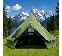 Bell Yurt Tent with Stove Jack, Waterproof Luxury 4 Season Tent 420D Oxford Cloth Green Glamping Tents for Family Outdoor Camping, Hunting, Party, All Year Living (Green Oxford 5M- 16.4' Yurt)