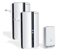 Bell4U Wireless Bell Set, Battery-Free, 1 Transmitter, 2 Receivers | No batteries required, 200 m range, IP55, 51 melodies, 4 volumes, LED indicator, easy installation