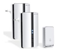 Bell4U Wireless Doorbell, Battery-Free Wireless Set, 200 m Range, IP55 Outdoor Waterproof Front Door Bell with 2 Plug-In Receivers, No Batteries Required, 51 Melodies
