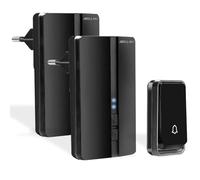 Bell4U Wireless Doorbell, Battery-Free Wireless Set, 200 m Range, IP55 Outdoor Waterproof Front Door Bell with 2 Plug-In Receivers, No Batteries Required, 51 Melodies