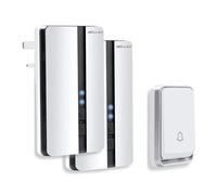 Bell4U Wireless Doorbell Kit, 2 Plug-in Receivers + 1 Push Button, No Batteries Needed, 700 feet Long Range, 51 Chimes, 4 Volume Levels, IP65 Waterproof, Easy Plug & Play - White