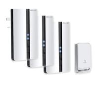 Bell4U Wireless Doorbell Kit, 3 Plug-in Receivers + 1 Push Button, No Batteries Needed, 700 feet Long Range, 51 Chimes, 4 Volume Levels, IP65 Waterproof, Easy Plug & Play - White