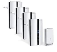Bell4U Wireless Doorbell with Four Receivers - Battery- - Set - Plug & Play - LED - Waterproof - Up to 50 Metres - White