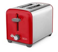 BELLA 2 Slice Toaster, Quick & Even Results Every Time, Wide Slots Fit Any Size Bread Like Bagels or Texas Toast, Drop-Down Crumb Tray for Easy Clean Up, Stainless Steel and Red