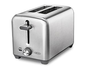 BELLA 2-slice toaster with extra wide bread slots and removable crumb compartment, 6 browning levels, automatic shut-off and warm-up function, bread, bagels and waffles