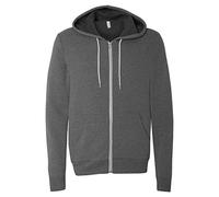 Bella 3739 Unisex Poly-Cotton Fleece Full-Zip Hoodie - Dark Grey Heather - XL (US)
