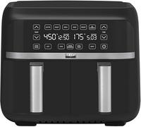 Bella 8L Dual Basket Air Fryer with Touchscreen, 8 Cooking Options, Adjustable Temperature, Auto Shutoff and Timer, Nonstick Cooking Trays, 2850 W, Black