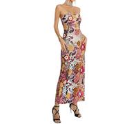 BELLA BARNETT Fashion Mini Orange Chiffon Trendy Pleated Dress Sexy with Long Flare Cocktail Dress, Multi04, M